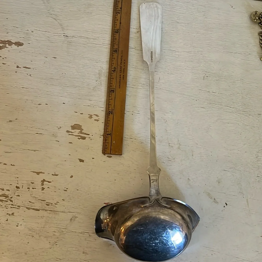 Antique 1900’s Denmark Danish Silver large ladle 12” x 4” ladle stamped